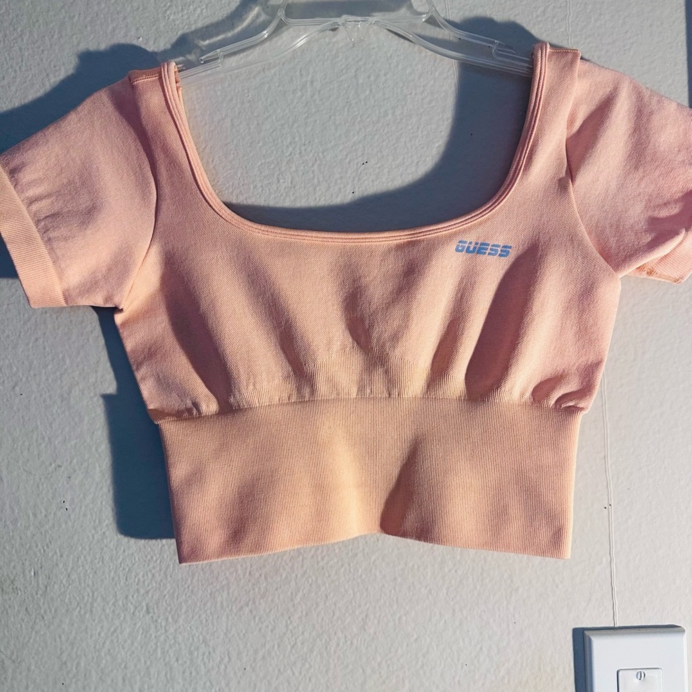 Guess Pink Fitted Crop Tank Top